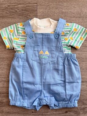 Vintage Baby Boots boy's bubble romper set sailboat embroidery 6 month